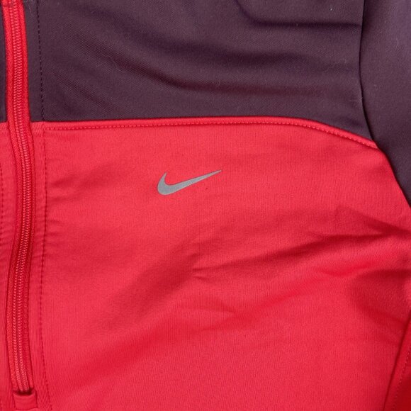 NIKE Running 546047 Dri-Fit Thermal Half Zip Red Hoodie Hooded Sweatshirt Sz M - Picture 6 of 16